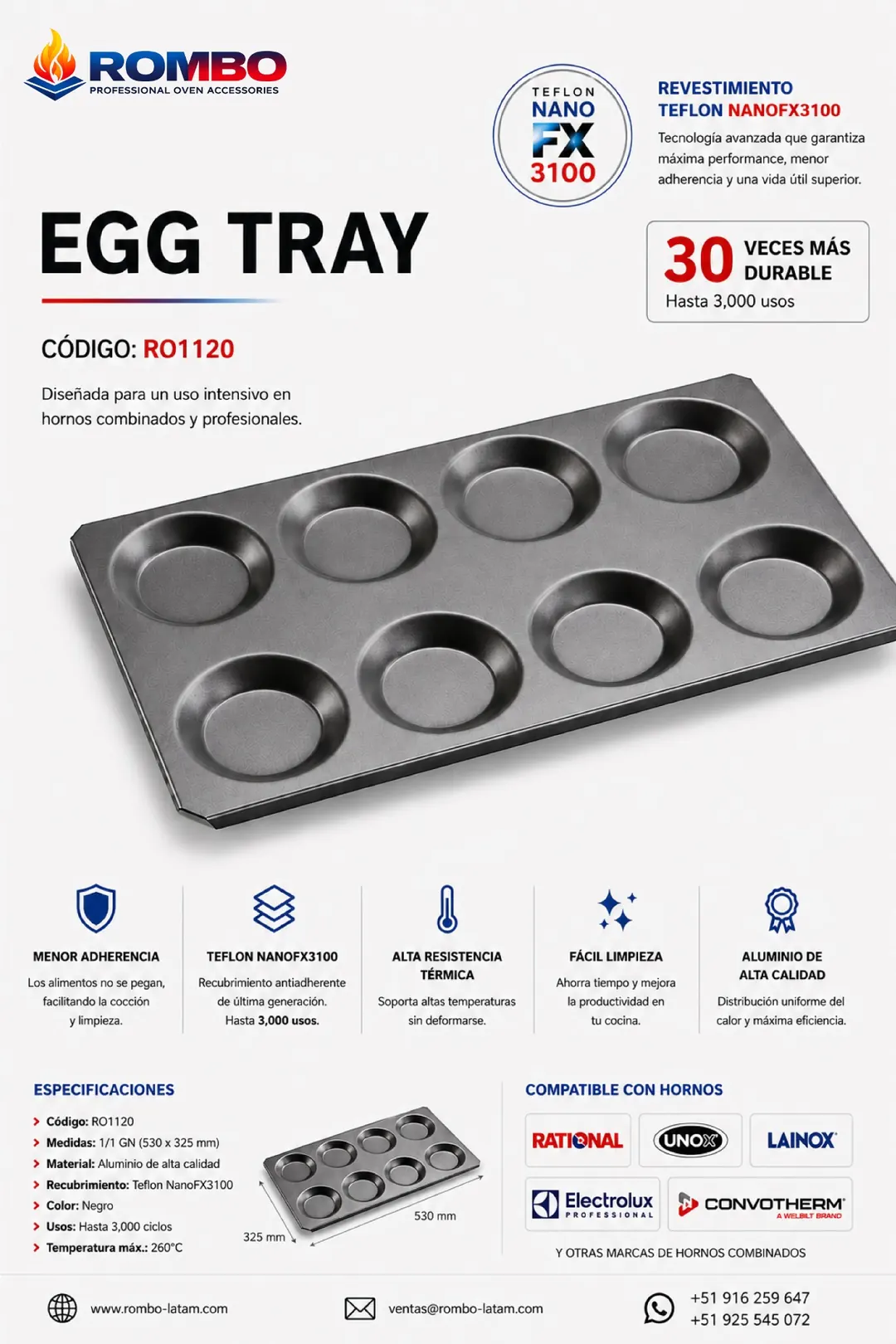 Ficha completa Egg Tray RO1120 Rombo Latam